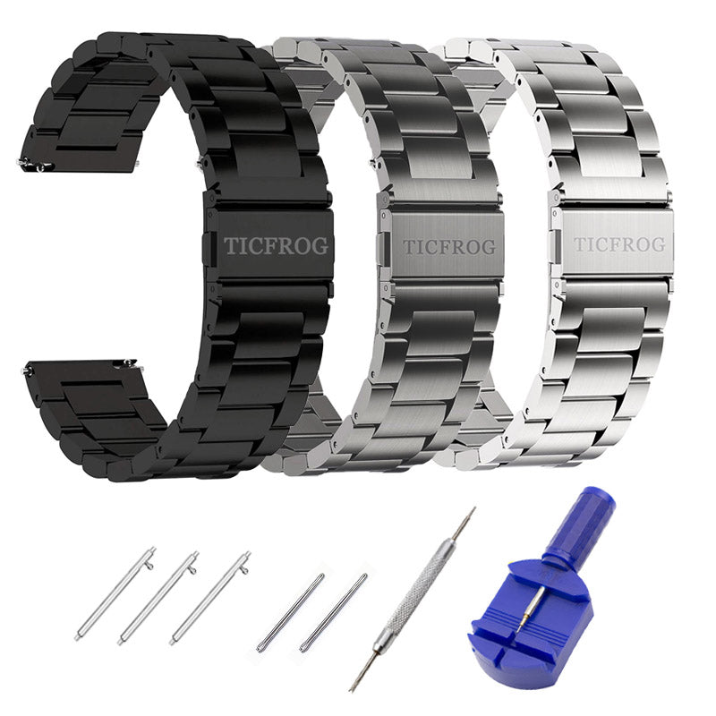 20mm black stainless steel watch band hot sale