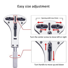 Load image into Gallery viewer, TICFROG Watch Battery Replacement Tool, 3 Point Large Wrench for Watch Case Open and Watch Back Removal with 18 Bits, Watch Holder, Anti-Static Tweezers and 7.08&#39;&#39; x 7.08&#39;&#39; Cleaning Cloth
